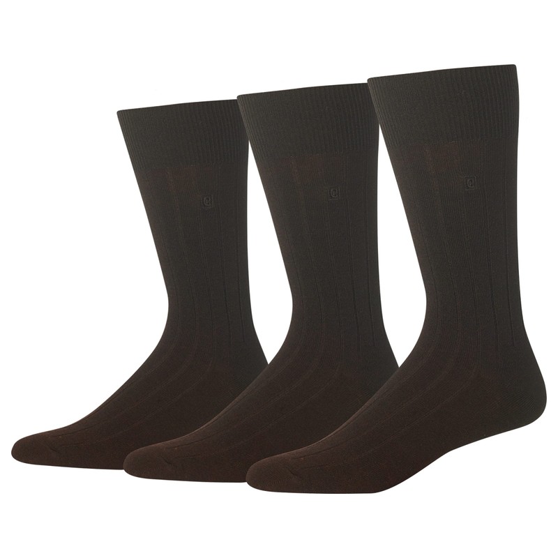 Chaps Men's Solid Rib Casual Crew Socks with Embroidered Logo