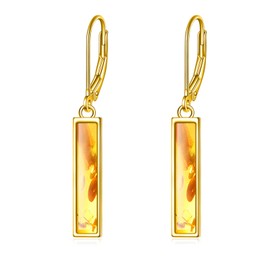 YFN Larimar Bar Earrings for Women Sterling Silver Leverback Earrings Larimar Jewellery Gift for Girls, Sterling Silver, No Gemstone