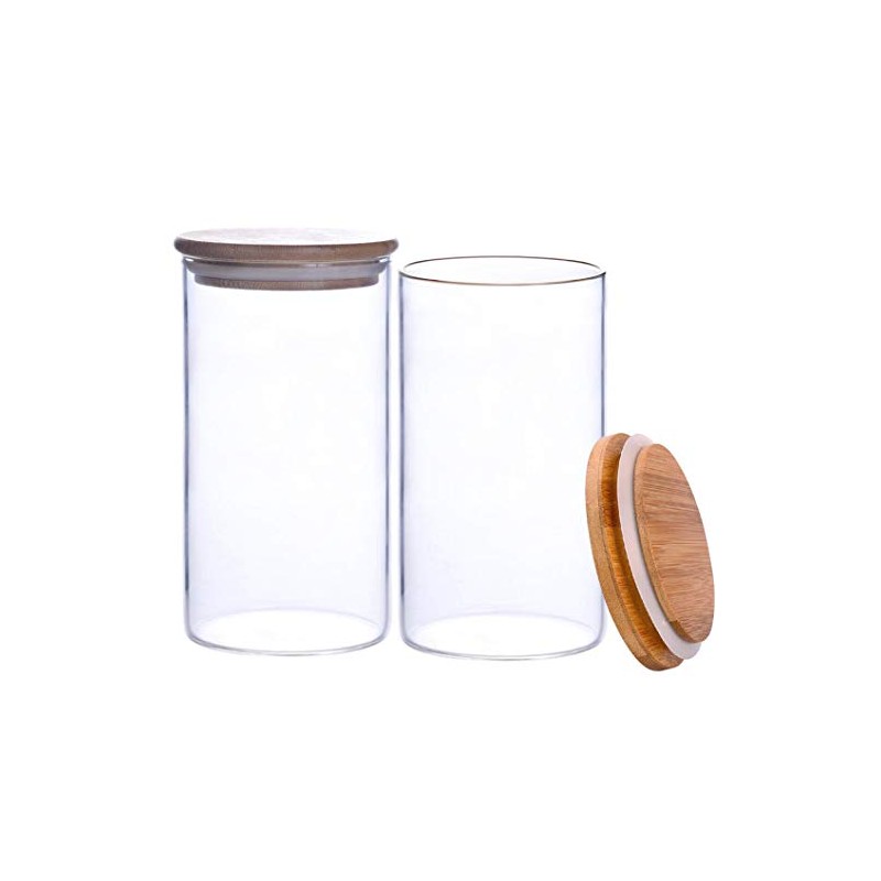 2 Pcs (350ml/11.8oz) Clear Cylindrical Empty High Borosilicate Glass Bottle
