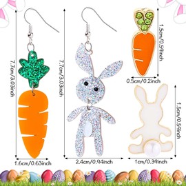 Easter Earrings Rabbit Earrings Easter Bunny Stud Earrings Easter Jewellery Easter Rabbit Gift Easter Gifts Colourful Animals Stud Earrings Women Girls, Plastic, No Gemstone