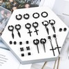 ONESING 12 Pairs Black Magnetic Earrings: Clip On, Hoop &