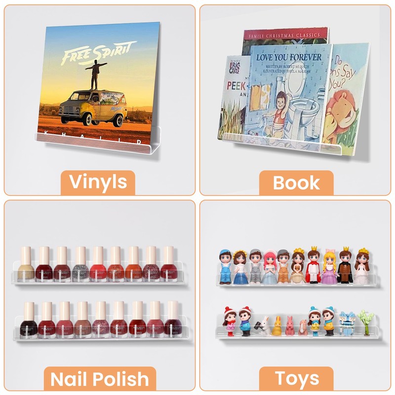 upsimples 12 Pack Vinyl Record Wall Mount Shelves, 12" Vinyl
