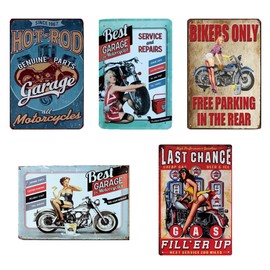 Lanx. 5pcs Tin Signs Bike Metal Plate American Vintage Wall Decor Retro Sundries Metal Sundries Wall Decor Antique (Motorcycles)