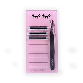 Acrylic Tray for Strip Lash Application - Pastel Pink Lash Holder for Eyelash Extensions - Lash Tile Stand with Convenient Numbered Lines - Magnetic Tweezer Holder and Lash Holder