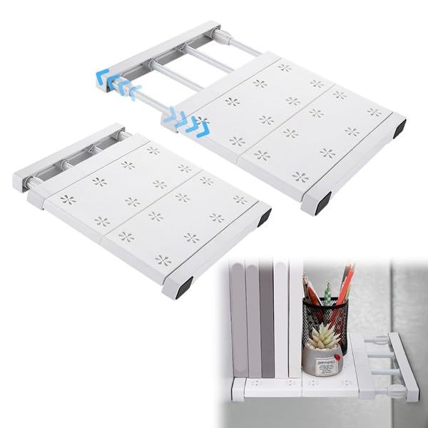 Kopinma Pack of 2 Shelf Organiser for Cupboard, Adjustable Locker
