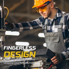 HLDD HANDLANDY Fingerless Work Gloves Men - Padded Half Finger Motorcycle Gloves with TPR Impact Protection for Fighting, Hunting, Outdoor Work