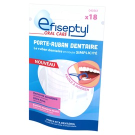 Efiseptyl - Tooth Tape Holder - Sensitive Gums - Ultra Soft - Tight Tooth Spaces - Mint Flavour - Pack of 18