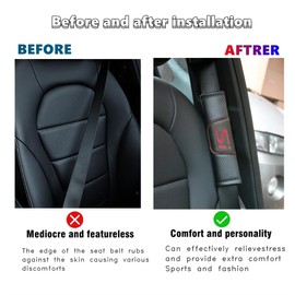 HUIANTS 2Pcs Carbon Fiber Leather Seat Belt Cushions Shoulder Pad Soft for Civic si Accessories for Civic Interior Accessories (SI)