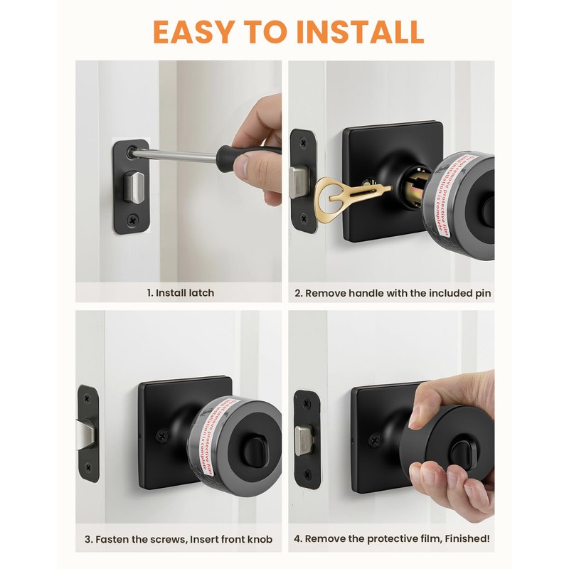 Black Interior Door Knobs, Privacy Door Knobs 10 Pack