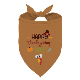 Happy Thanksgiving Day Dog Bandanas Pet Scarf with Autumn Pumpkin Leaves Turkey Pattern Thanksgiving Gifts for Small Medium Boy Girl Dogs