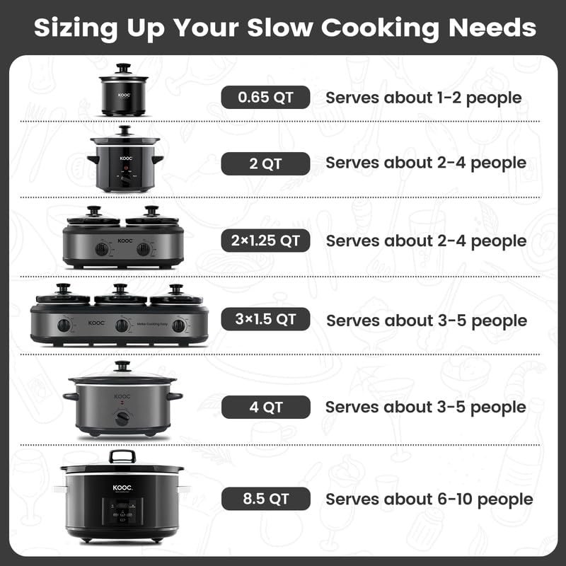 KOOC Triple Slow Cooker Buffet Server and Food Warmer 3x1.5