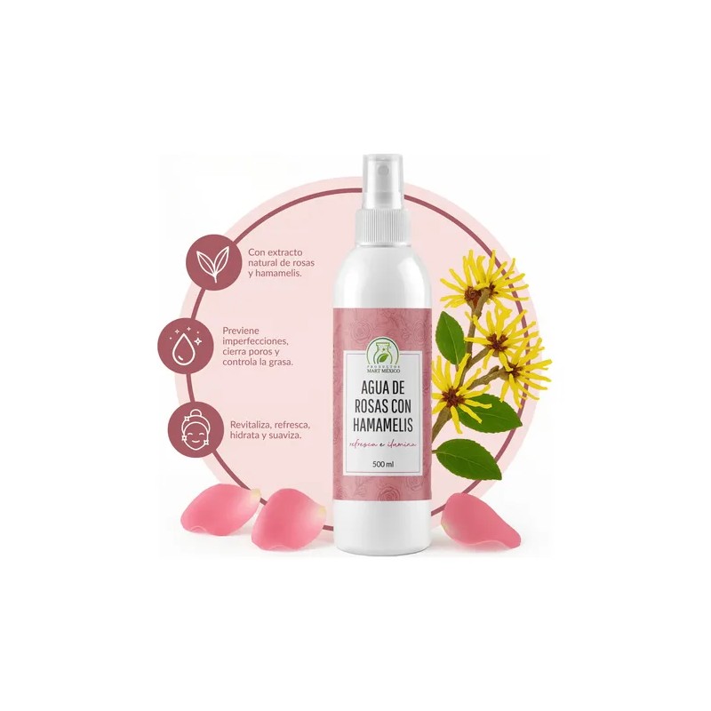 Agua De Rosas Con Hamamelis Minimiza Los Poros (500ml)