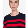 Nautica Women's Stripe Long Sleeve Crewneck Sweater, Night Sky/Regatta Red,
