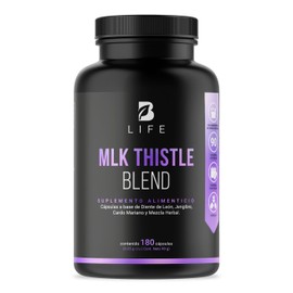 Cardo Mariano 180 cápsulas 1100 mg por porción. Hoja de Diente de León, Raíz de Jengibre y Mezcla Herbal. Ingredientes naturales. Mlk Thistle Blend B Life