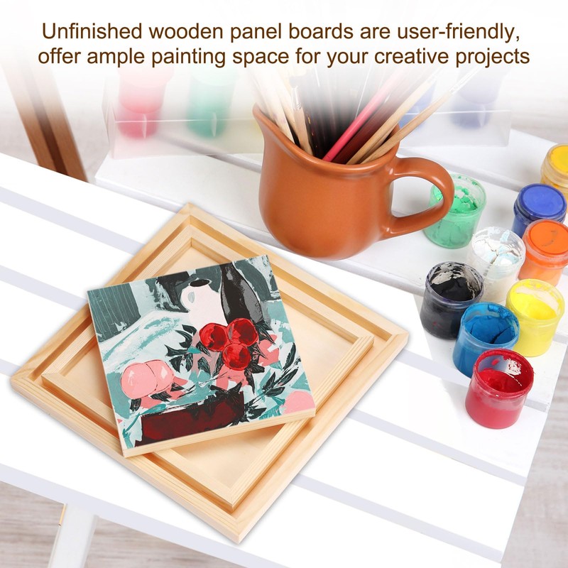 PATIKIL 6 x 6 Inch Wood Panel Board, 4 Pack