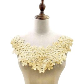 Embroidered Flower Lace Collar Appliqué, Embroidery Lace Trim Crochet Lace Patch Lace Motif Applique Patches Tipped Collar for Sewing Craft Costume Wedding Dress Wedding Dress Decoration Sky Blue