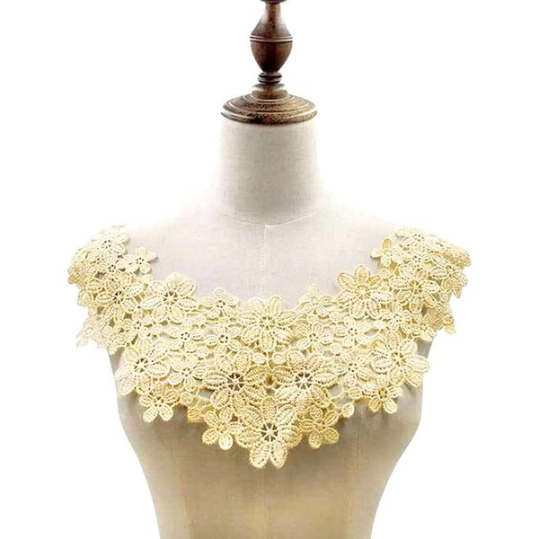 Embroidered Flower Lace Collar Appliqué, Embroidery Lace Trim Crochet Lace