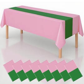 byojia 8Pcs 2in1 Witch Birthday Party Decorations Tablecloth, 54" x 108" Pink and Green Kitchen Table Cloth Disposable Rectangle Plastic Table Cover for Kids Baby Shower Wedding Party Supplies