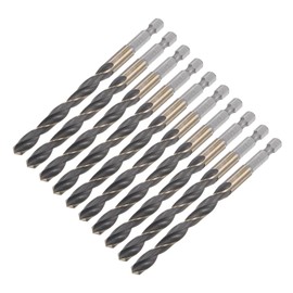 uxcell 10 Pcs High Speed Steel Hex Shank Twist Drill Bit, 8mm Drilling Dia with 1/4 Inch Hex Shank 116mm Length
