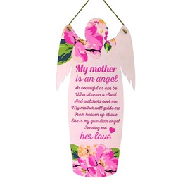 RED OCEAN Mother Is An Angel Grave Hanging Wooden Angel Plaque In Loving Memory Family Tribute Sign