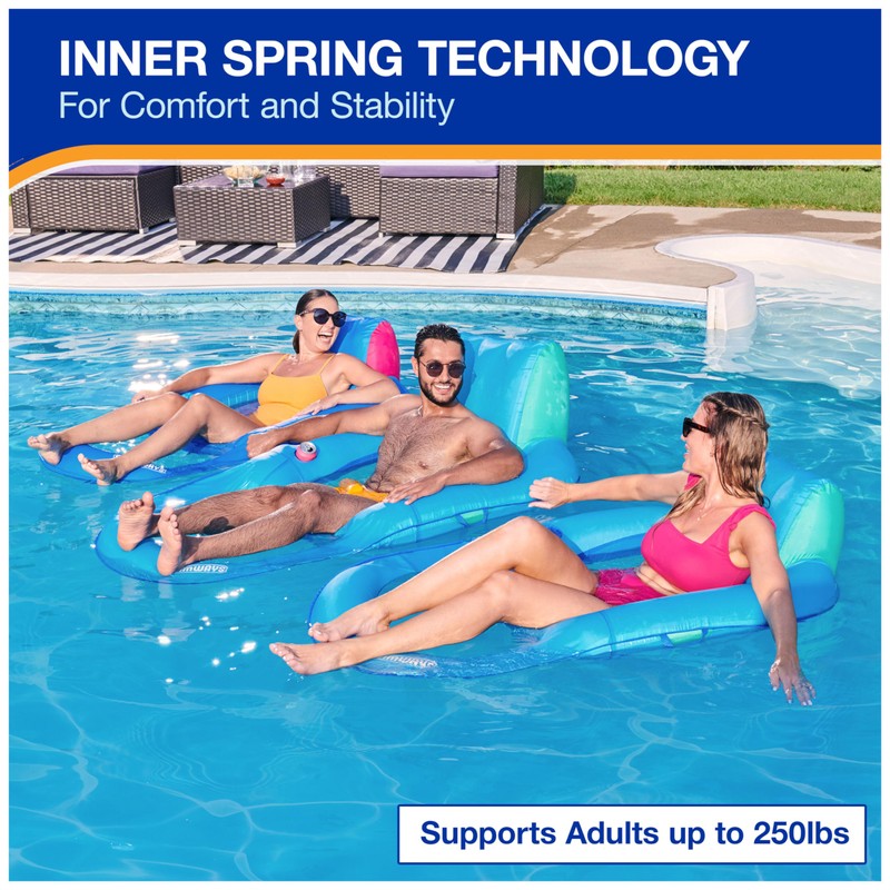 SwimWays Spring Float Premium Recliner Pool Lounger, Inflatable Pool Floats