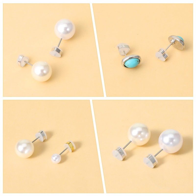 Shimmeroo 12 Pcs Silicone Flat Earring Backs for Studs, Clear