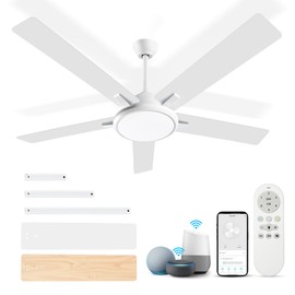 OUTON Ceiling Fans with Lights and Remote, Smart Wi-Fi Ceiling Fan Works with Alexa Google Home Voice APP Control,3 Color Temperature,5 Dual Finish Blades,Ceiling Fan for Bedroom Living Room Patio