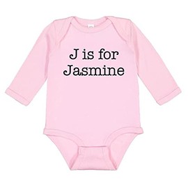 J is for Jasmine Long Sleeve Baby Infant One Piece Bodysuit 18 Months Light Pink