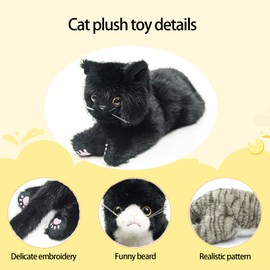 RLOMUTE 15.7Zoll Schwarz Katze-Plüschtier realistisches Kätzchen-Stofftier Spielzeug weiches kuscheliges für Gastgeschenke Begleiter Schlafzimmer Auto Heimdekoration Sammlergeschenk für Kinder