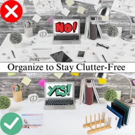 PriZoi® Vertical File Organizer for Desk - Upright 8 Section Bamboo Mail Sorter Organizer - Letter Sorter, Envelope Holder for Desk Top