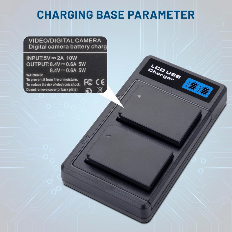 2-Pack LP-E12 Batteries with USB Dual Battery Charger for Canon