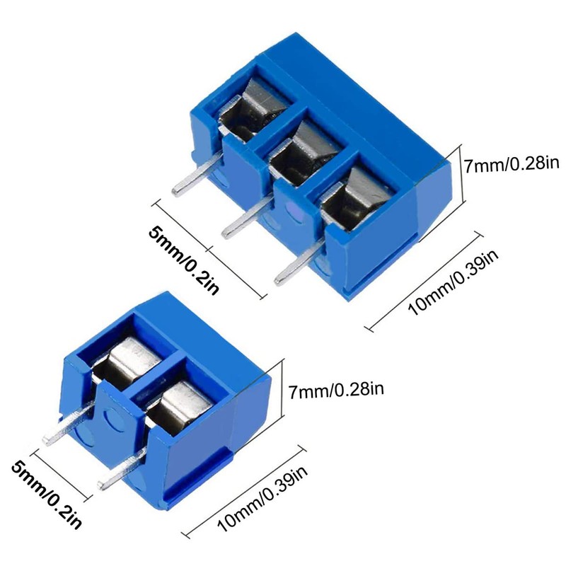 Greluma 80pcs 5mm Spacing 2Pin/3Pin PCB Screw Terminal Block 300V
