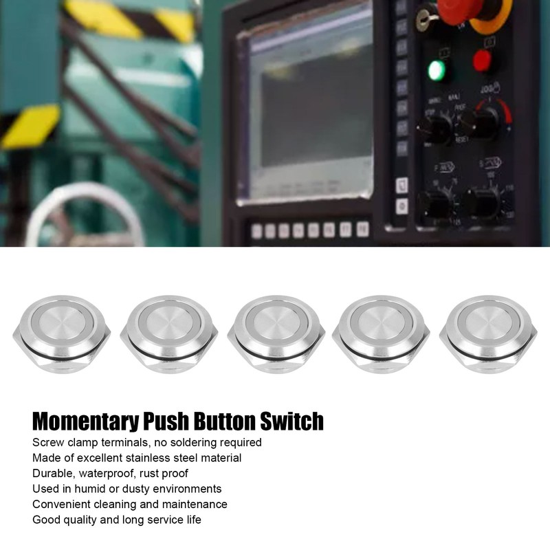 5Pcs Momentary Push Button Switch Metal Auto Reset Ultra Thin