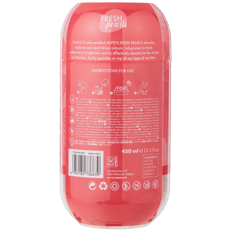 M-Pets Fresh Pearls Natural Cat Litter Deodoriser 450 ml, Floral