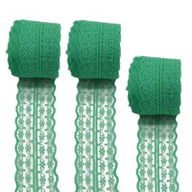 3 Rolls 10 Meters Floral Lace Ribbon Lace Trim Webbing Fabric for DIY Jewelry Making Craft Wedding Accessories Gift Wrapping(Teal)