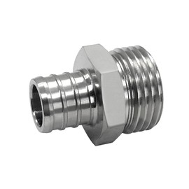 Fitvell Stainless Steel Garden Hose Adapter Fitting 3/4" PEX Barb and 3/4" GHT Male Connector
