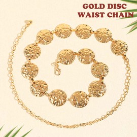 Vinzar Boho Gold Chain Belt Multi Disc Waist Chain Coin Waist Belly Chain Beach Bikini Body Waist Chain for Women