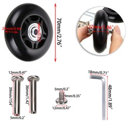 SUMNACON 70 x 24 mm Luggage Suitcase Replacement Wheels Bearing Repair Kit for Luggage Kits Set of 2 Suitcase Wheels Metal Rubber Black Suitcase Wheels for Trolley Luggage Suitcase Wheels Rubber