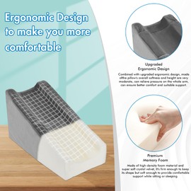 Hossmily Arm Elevation Pillow with 2 Pockets, Arm Wedge Elevation Pillow Excellent, Ergonomic Elbow Support Pillow for Sleeping Arm Pads Elbow Pillow with Removable Pillow Case-Gray