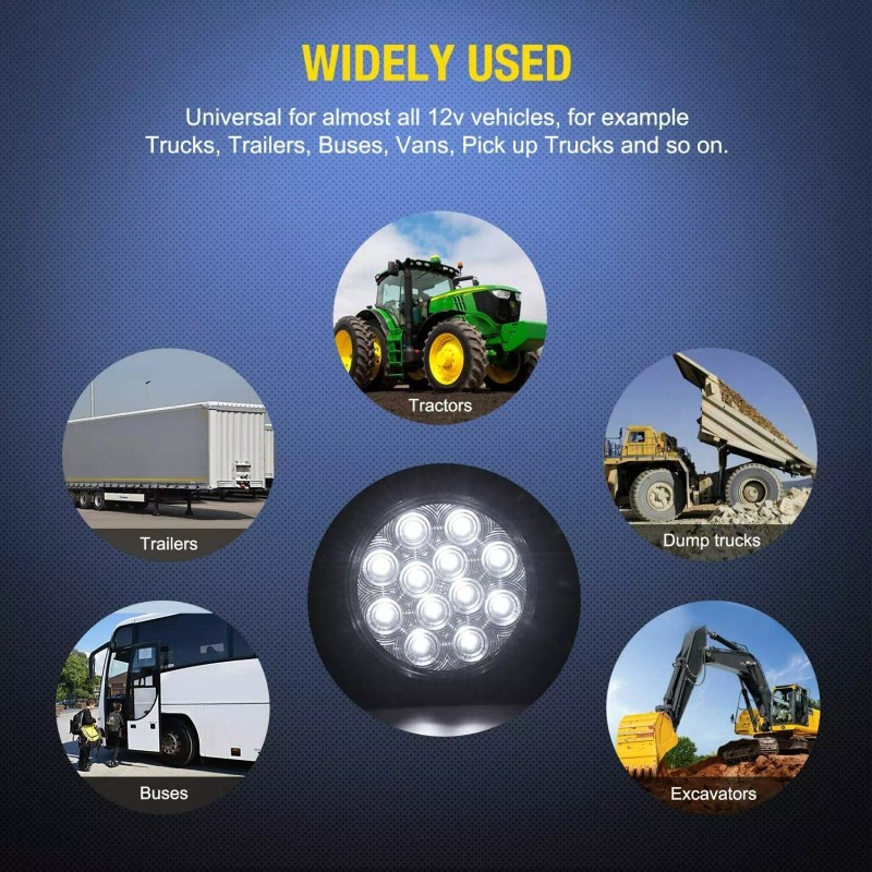 Nilight 2PCS 4" White Round LED Reverse Back Up Light