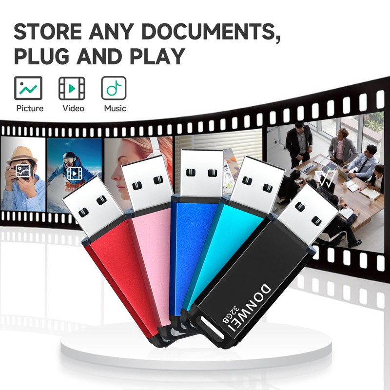 DONWEI 32GB USB Stick Flash Drives 5 Pack USB Memory