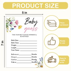 LNOKRIM Baby in Bloom Baby Shower Decorations, Include 4 Floral Funny Games Would she Rather, Guess, Well Wishes and Advice, Suitable 20 Guests to Play