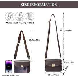 Women PU Leather Crossbody Bag Satchel Handbag Ladies Small Shoulder Bag Purse Black Evening Clutch with 3 Adjustable Straps(Brown)