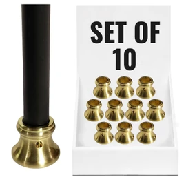 Decorex Hardware Aluminum Flat Base Shoe - DIY-Friendly Metal Balusters Shoe Base Staircase - Brass Plated Stair Spindles Bases - Set of 10, for 5/8" Round Balusters - DH-SR2