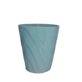 New 8" Turquoise Color Raised Wave Ribbed Pattern Pottery Planter Plant Pot