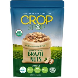 CROP BY POP - Organic Raw Brazil Nuts (16 Oz - 1 LB) Packed Fresh in Resealable Bag - USDA Organic, Non GMO - Naturally Grown, Vegan, Kosher