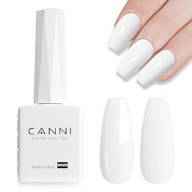 CANNI - 1 esmalte de uñas de gel semipermanente para lámpara UV/LED de alto brillo para manicura francesa, color blanco, para uso en casa o salón de m
