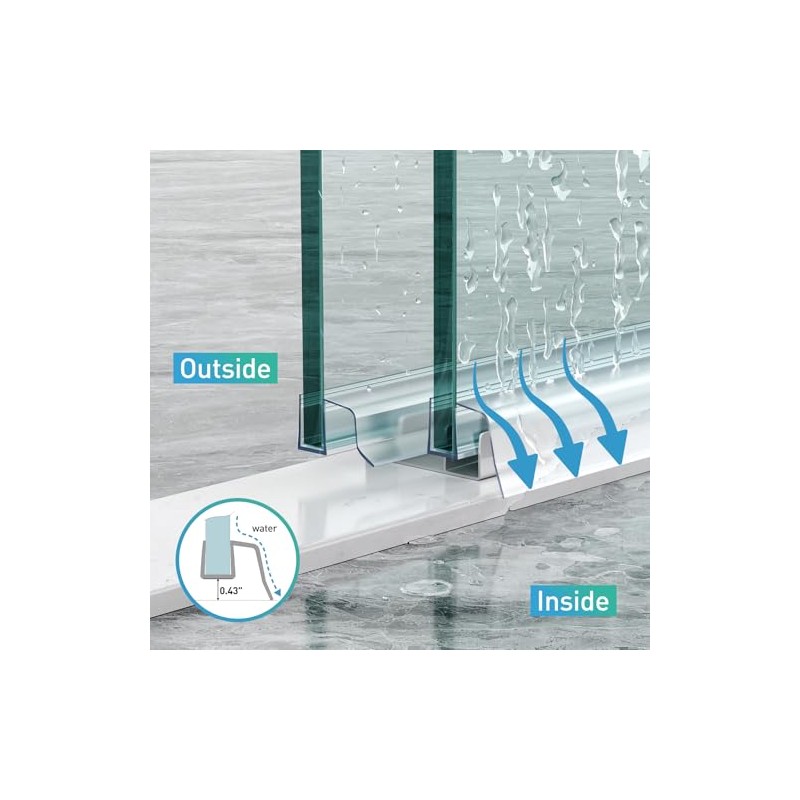 Sliding Shower Door Bottom Seal - 2 Pack for Frameless