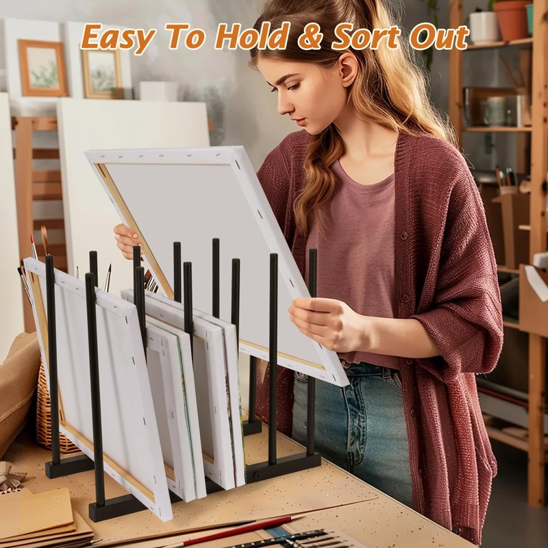 ikkle Art Storage Rack Painting Canvas Storage Rack, Metal Drawing