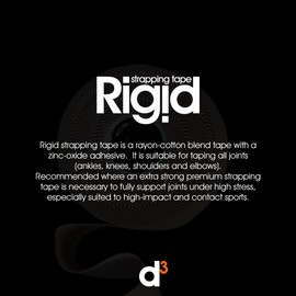 d3 Rigid Premium Zinc-Oxide Strapping Tape 25mm x 15m, 1 Roll - High Strength Physio Fitness Gym Ankle Knee Shoulder Elbow Sports Joint Injury Support